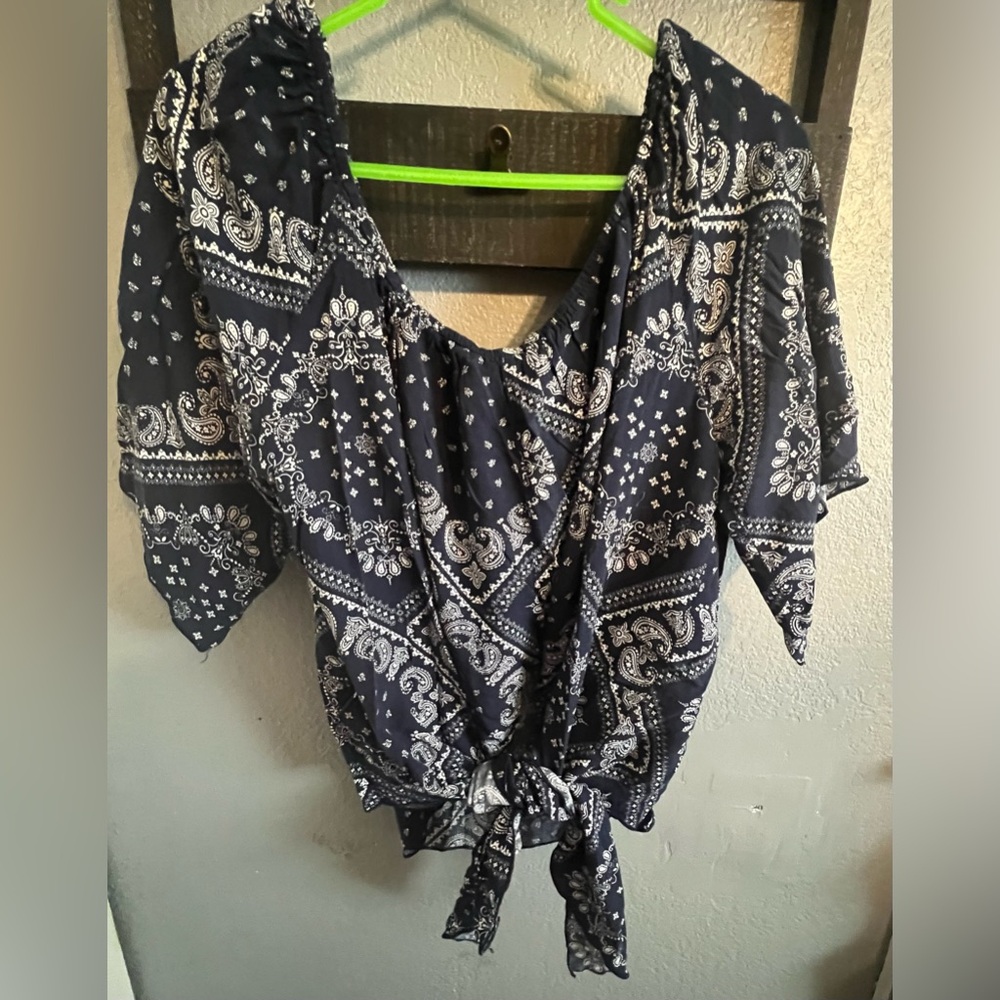 SHEIN Off the Shoulder Front Tie Top